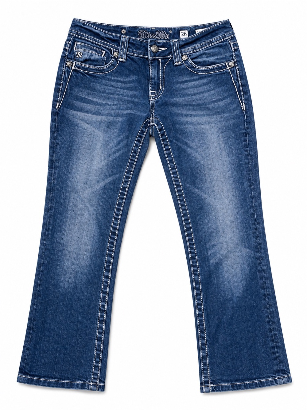 Miss Me Med wash denim Capris size 27.